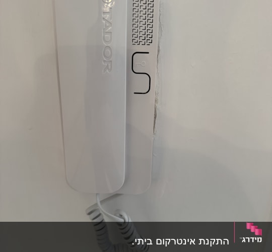 שפופרת אינטרקום של חברת תדור מותקנת על קיר פנימי